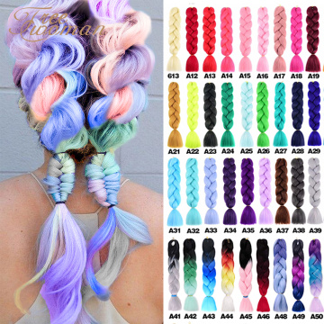 FREEWOMAN 24Inch Jumbo Crochet Braids Synthetic Braiding Hair Extensions Goddess Hair Ombre Faux Locs Blonde Pink Green 100g/Pc