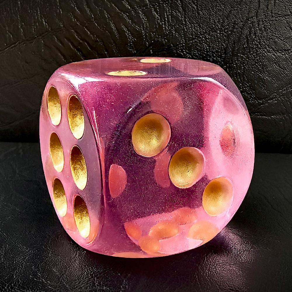Solid Acrylic 40MM Jumbo DND Dice 6 Sided with Pips, Large Pearl and Moonstone Colored D6 Dice, Big Playing Dice Party Dice