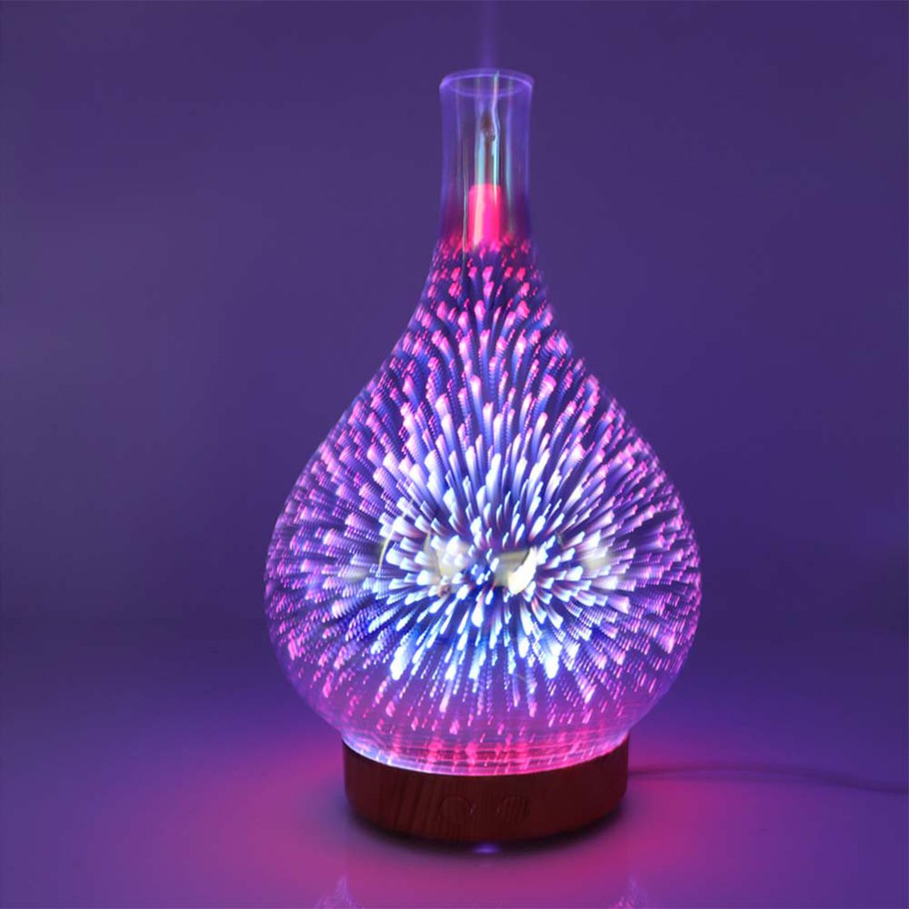 3D-001 Mini LED Air Purifier 1000ML Ultrasonic Air Humidifier Fireworks Design Colorful Light Essential Oil Purifier