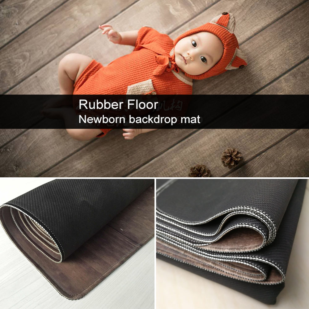 Rubber Floor Backdrop Vintage Wood Floor Photography Rubber Roll Up for Easy Storage Smash Cake Photo Prop Carpet Mat