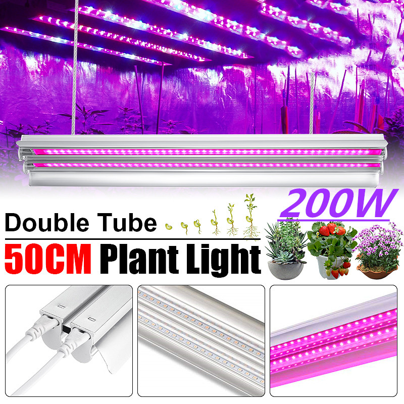 New LED Grow Lights 200W Full Spectrum Growing LED Lamp Lighting 50cm Double tube plant chandelier for Hydroponic Indoor Plants