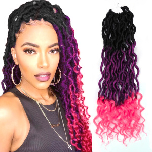 Wavy Faux Locs Ombre Goddess Locs Crochet Hair