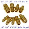 3pcs 1/8" 1/4" 3/16" 5/16" 3/8" Tube OD x 1/8" 1/4" 3/8" NPT Brass SAE Flare Fitting Male Connector nipple adapter 45 deg Flare