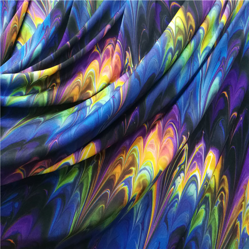 Fashion 4 Way Stretch Knitted Cotton/Spandex Fabric Color Feather Flame Flower Print Fabric Cloth Sewing DIY Dance Clothes/Dress