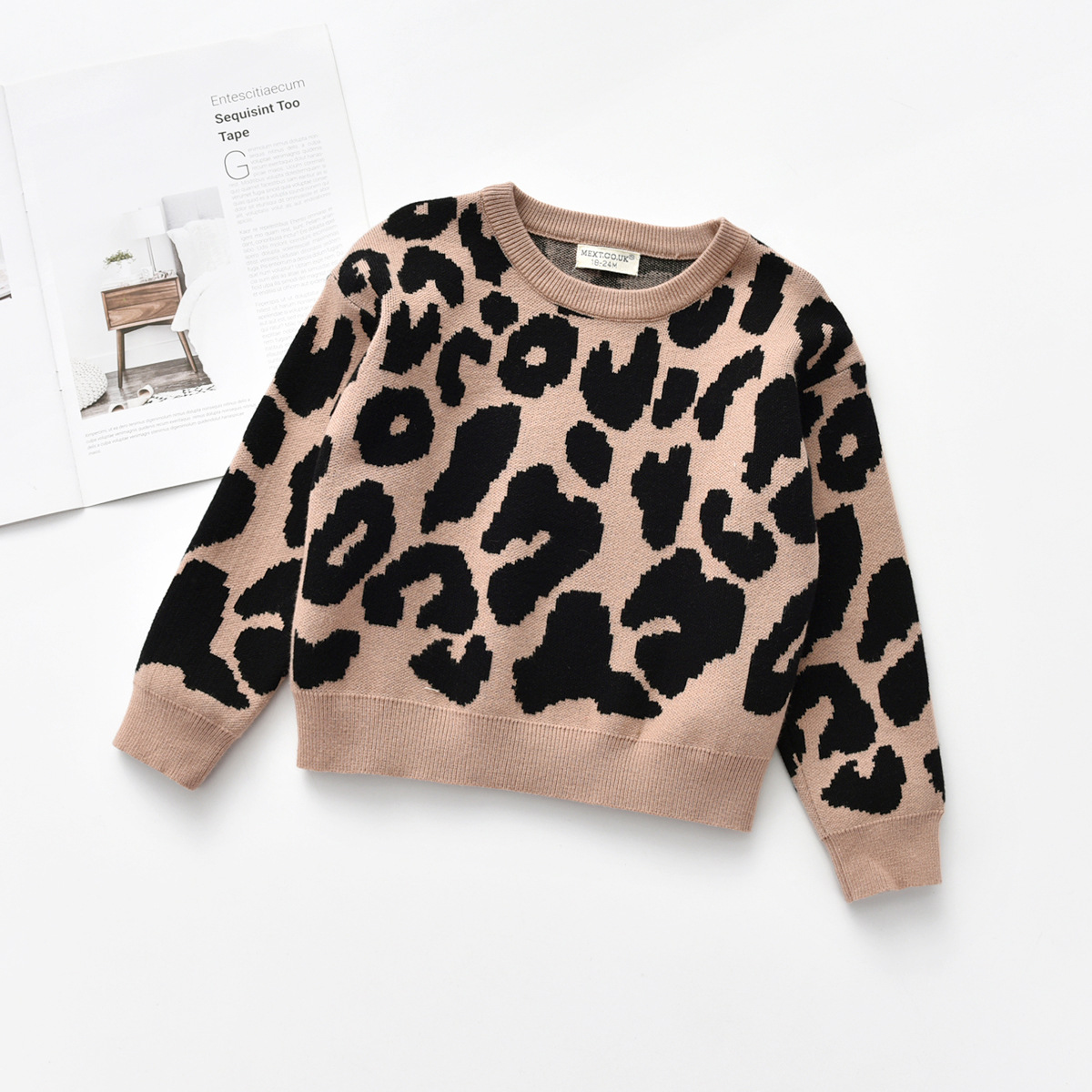 Fall Winter Kids Baby Boys Sweaters Leopard Printed Knitted Pullover Casual Long Sleeve Tops Toddler Girl Boy Clothes 2-6 Years
