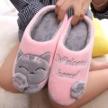 Autumn Winter Cotton Slippers Fur Rabbit Home Warm Thick Bottom Indoor Cotton Shoes Womens Slippers Cute Fluffy Cat Slippers