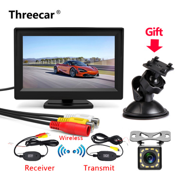 New 5 Inch Car Reversing Camera Kit Back Up Car Monitor LCD Display HD Car Rear View Camera Parking System transmitter wireless