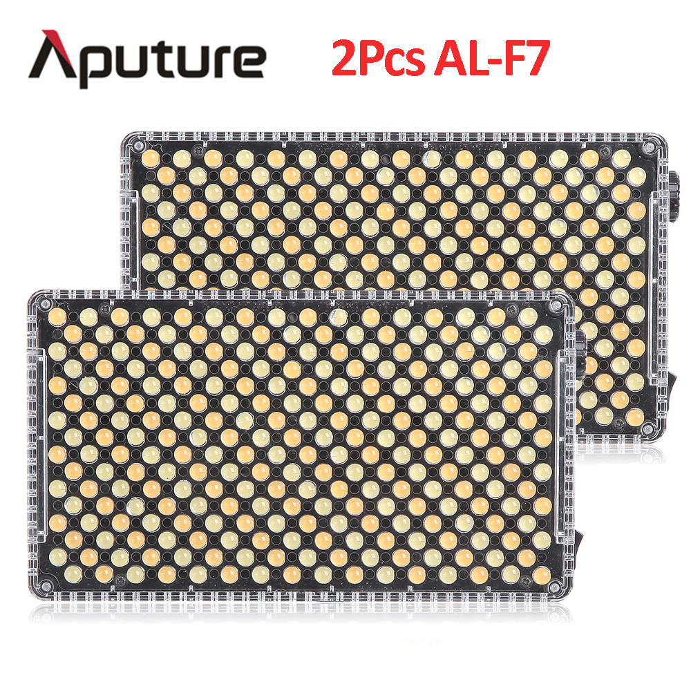 Aputure 2Pcs AL-F7 Color Temperature 3200-9500K CRI/TLCI 95+ Stepless adjustment On-Camera light LED video light