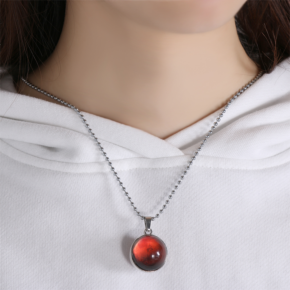 New Fashion Double Side Glass Ball Necklace Personality Earth Planet Pattern Jewelry Astronomy Pendant Necklace