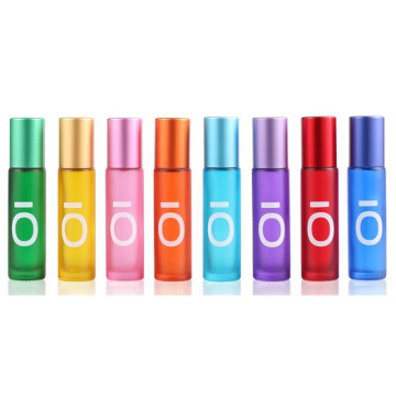 1PCS 5ml Portable Frosted Colorful Essential Oil Perfume Thick Glass Roller Bottles Travel Refillable Rollerball Bottle