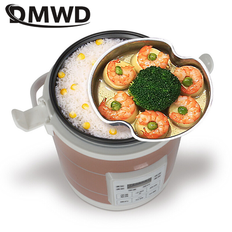 DMWD 1.6L Mini Electric Rice Cooker 12V-24V For Car And Truck Travel Portable Soup Pot Cooking Pot 12H Appointment