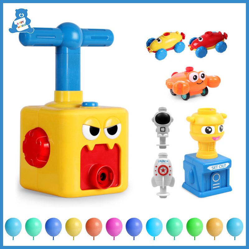 Montessori Power Balloon Launch Tower Toy Diecasts Toy Vehicles Power Balloon Car Science Educational Toys for Boy Children Gift