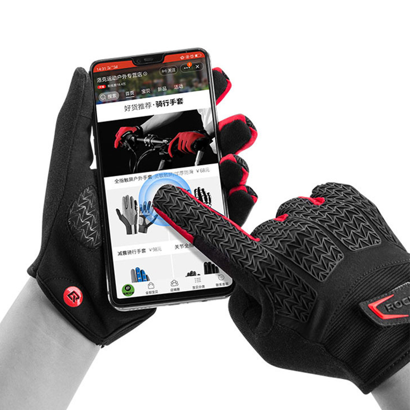 ROCKBROS MTB Bike Cycling Gloves Touch Screen Riding Glove Full Finger Windproof Warm Motorcycle Glove Men Women Sport Equipment