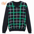 Fashion Green Checked Pattern Plaid Sweater