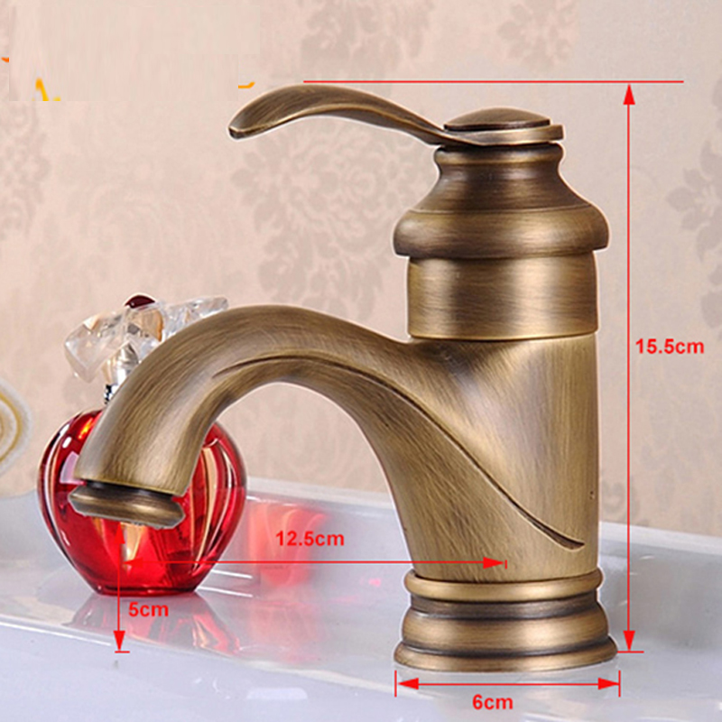 Single Hole Single Handle Retro Style Vessel Sink Faucet Antique Brass Deck Mounted Bathroom Basin Sink Mixer Taps GZ7203