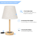 Wooden Base Table Lamp with Linen Lampshade