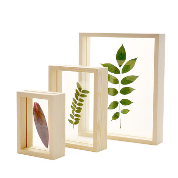 Mini Wooden Art Photo Frame Family Picture Holder DIY Wedding Decor Vintage Transparent Plastic Plant Specimen Photo Frame Suppo