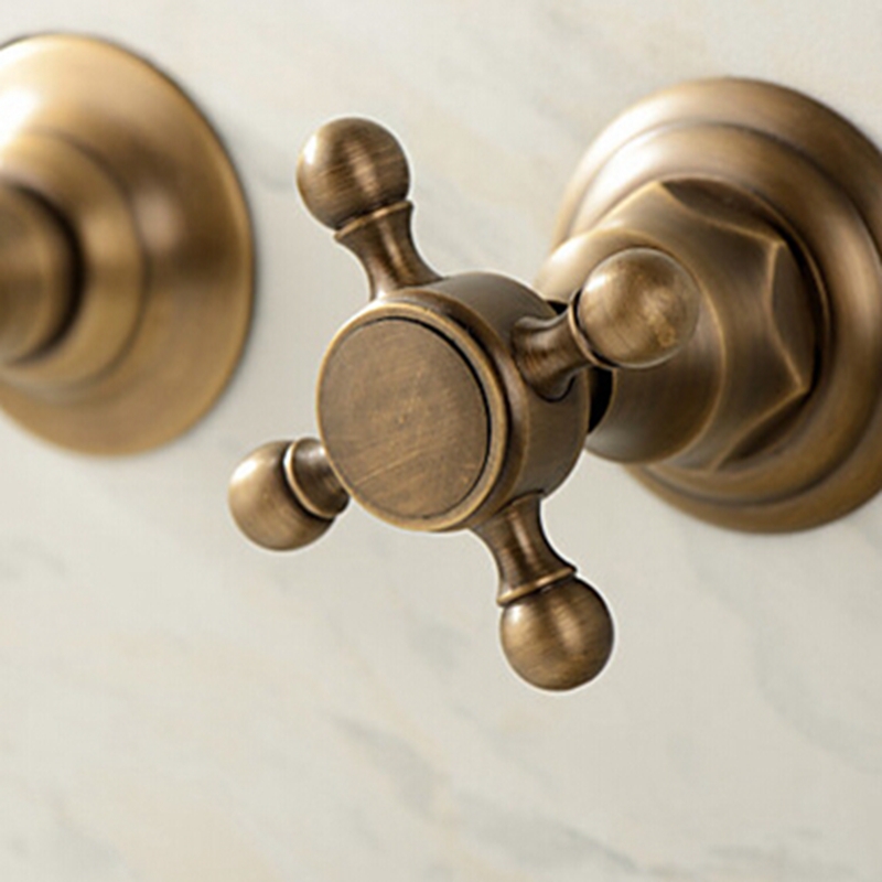 Wall Sink Faucet Bathroom Basin Water Mixer Hot and Cold Crane Wall Mounted Dual Handle Widespread Faucets EL098