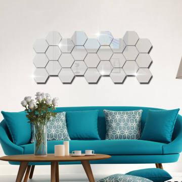 12/24/36/48Pcs/60pcs/Set 3D Hexagon Acrylic Mirror Wall Stickers DIY Art Wall Stickers Living Room Mirrored Decorative Stickers