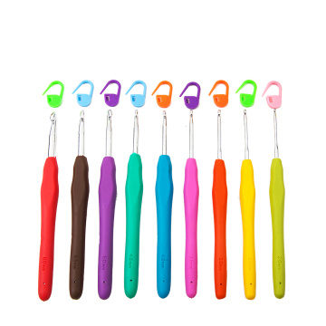 9 Pcs/Bag 2.00-6.0mm Crochet Hook Set Yarn Sweater Crochet Needle Silicone Shank Storage Bags Knitting Needles with 9pcs Marker