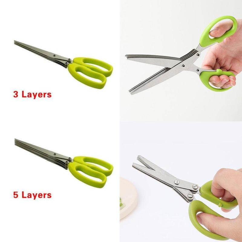 Multi-layer Stainless Steel Kitchen Scissors Chopped Green Onion Parsley Kitchen Tools