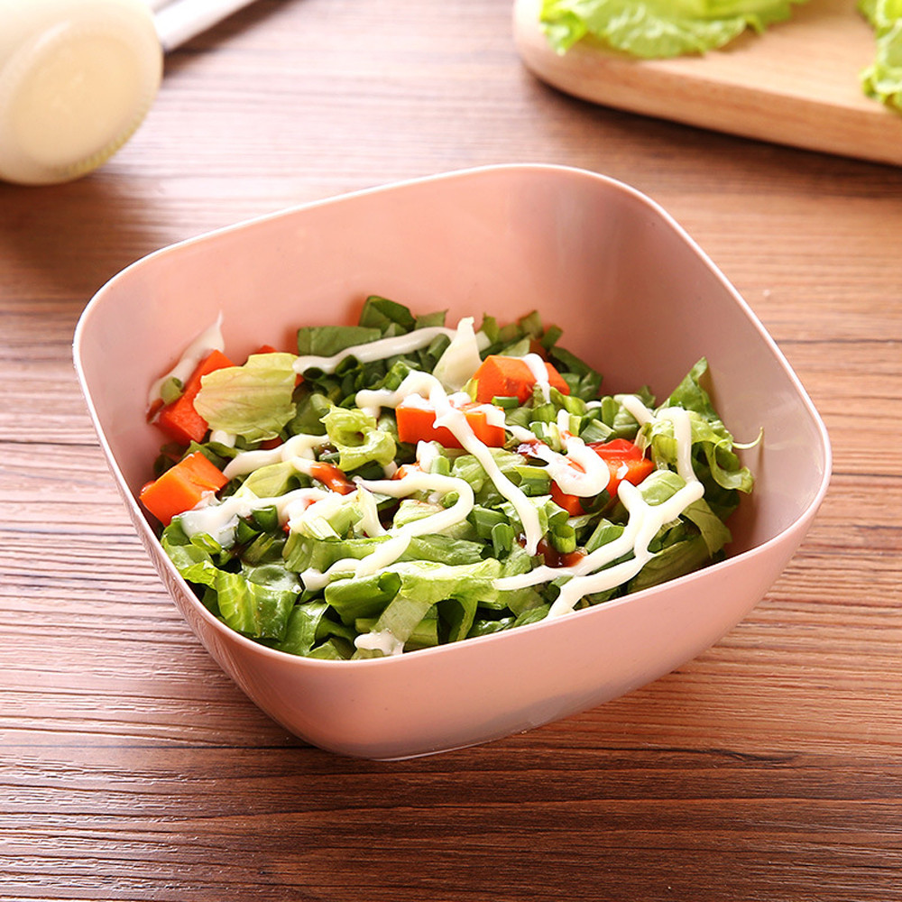 3 Color Food-Grade Plastic Bowl Square Fruit Snack Candy Salad Plate Bowl Dish Basket