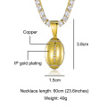 Hip Hop Bling CZ Football Soccer Iced Out Cubic Zircon Necklaces & Pendants For Men Jewelry Charm Tennis Chain