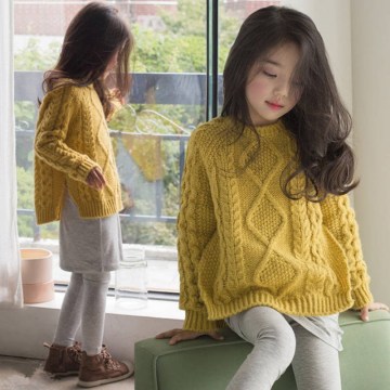 Children's Crochet Girl Sweaters Pullover Casual Knitted Sweaters For Girls Warm Teenager Sweaters Cotton Girls Cardigan Clothes