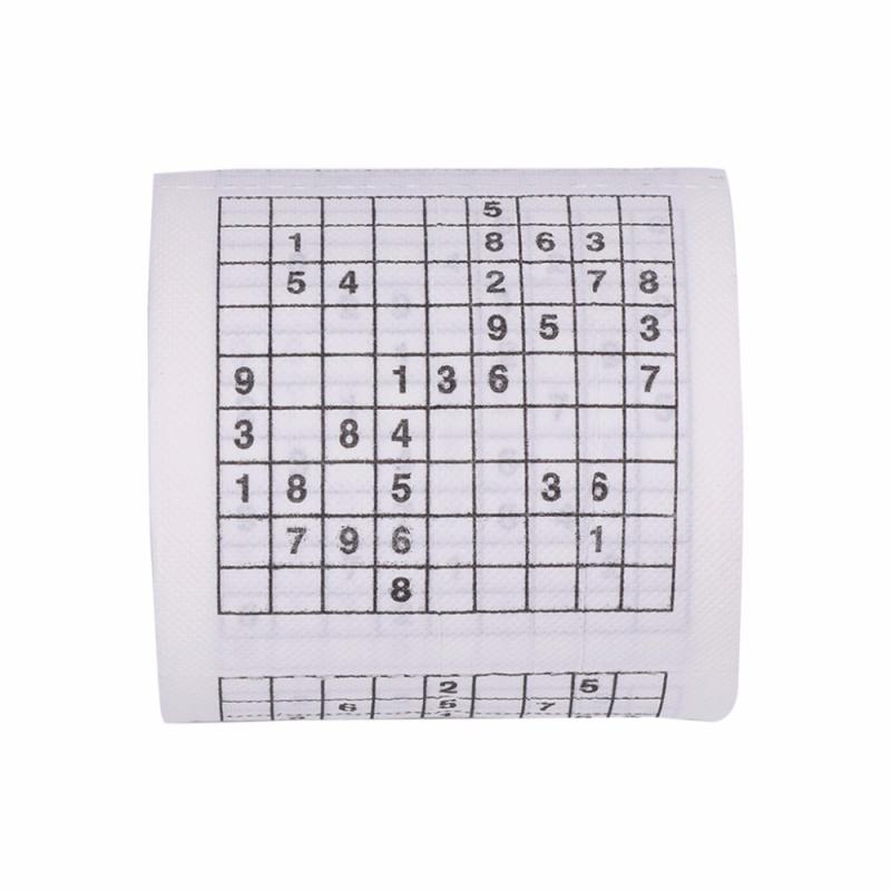 New 1 Roll 2 Ply Number Sudoku Printed Home Kitchen Portable Simple Fibres Tissue Solid Container Stylish Bamboo Cover Hotel
