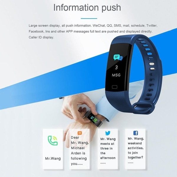 2020 New Smart Watch Bracelet Waterproof Color Screen Wristband Heart Rate Blood Pressure Monitor Activity Fitness Tracker Band