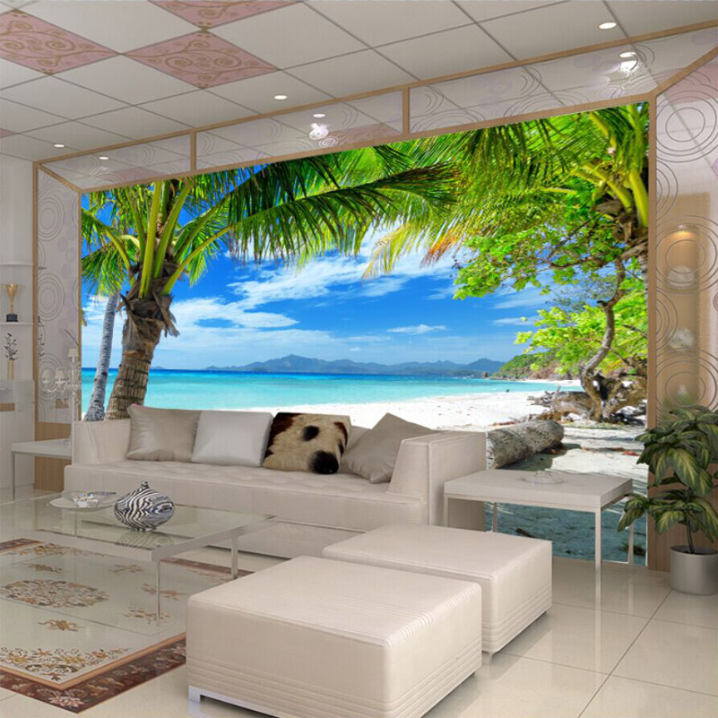 Beach Coconut Grove Mural Photo Wall Paper Living Room Bedroom Home Decor 3D Wallpapers Landscape Papel De Parede Para Quarto 3D