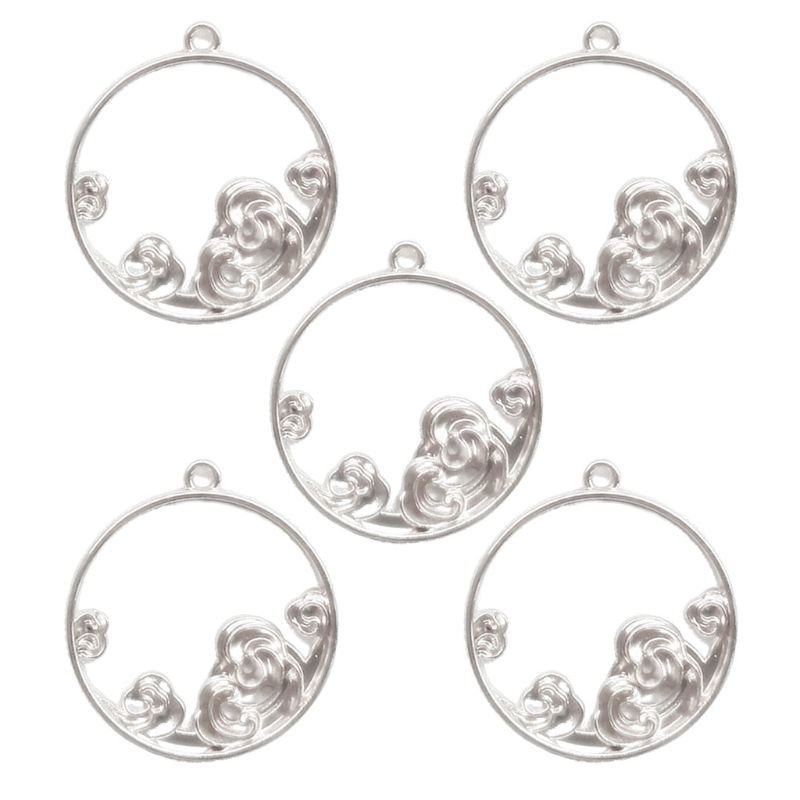 5Pcs Luck Clouds Round Resin Frames Pendant Bezel Setting Resin Jewelry Making