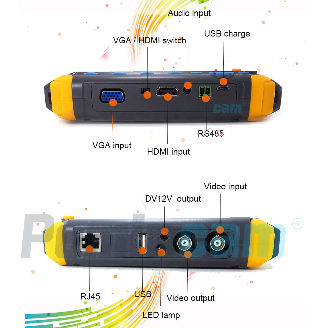 5 Inch Tft Lcd Hd 8Mp Tvi Ahd Cvi Cvbs In One Cctv Tester Analog Security Camera Tester Monitor Vga Hdmi Input Wrist Design