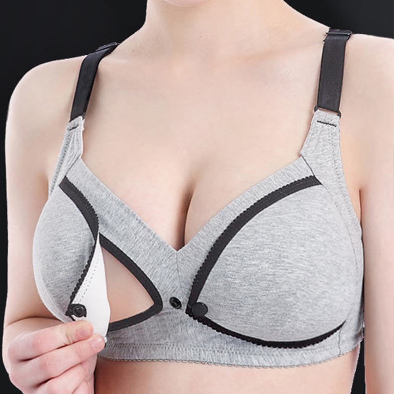 Women Maternity Feeding Nursing Bra Pregnancy Open Front Buckle Breastfeeding Bralette Wireless Lightly Padded Underwear