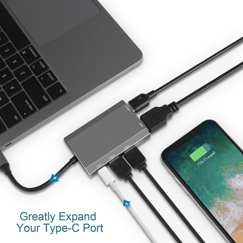 5 in 1 USB C HUB, 4K@30 Docking Station Including 1XUSB C + 3XUSB 3.0 + 1XHDMI for Laptop PC