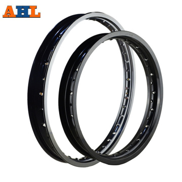 6061 Aviation Aluminum F & R Motorcycle Black / Silver Rims Wheel Circle 2.15x18 1.60x21 36 Spoke Holes High Strength Black