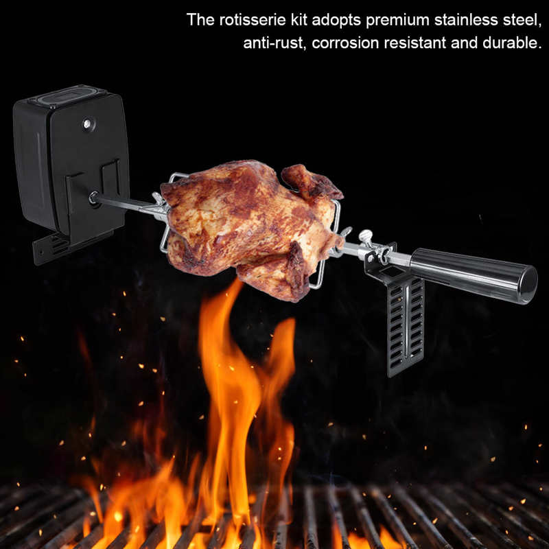 Barbecue Universal Rotisserie Kit Stainless Steel Spit Rod Meat Forks with Electric Motor Roasting Machine Chicken Rotisserie