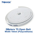 POWGE 5Meters Trapezoid T5 Open synchronous belt T5-10mm width 10mm Polyurethane steel PU 10T5 open Timing Belts 3D printer