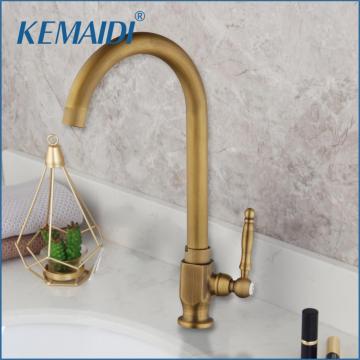 KEMAIDI Antique Brass Kitchen Faucets 360 Swivel Copper Bathroom Basin Sink Tap Crane Only Cold Water Faucet
