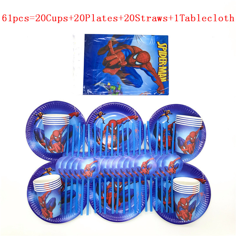 Spiderman Theme Birthday Party Decorations Kids Spuer Hero Party Supplies Tableware Set Paper Cups Plate Straw Baby Shower Favor