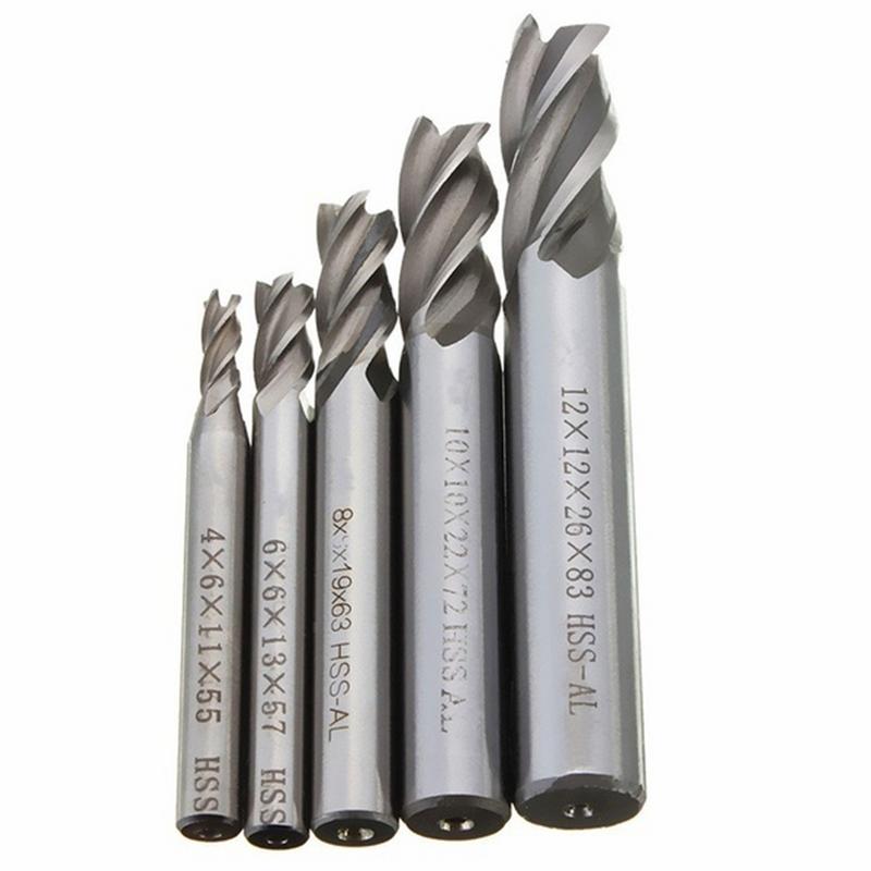 Mill Cutter Drill Bit Set HSS Straight Shank 4 Flute End Drill Bits Tool 4 6 /8 10 12mm For CNC Milling Machine