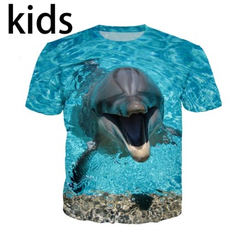 LIASOSO Fashion 3D Print Dolphins Boy Girl Anime Children Tee Streetwear T shirt Harajuku Kids Tshirt Clothes Short Sleeve E521