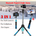 3 in 1 Camera Tripod bluetooth Selfie Stick Wireless Monopod For Gopro 5 6 7 Sports SLR Camera For iPhone XR XS X 8 Smartphone