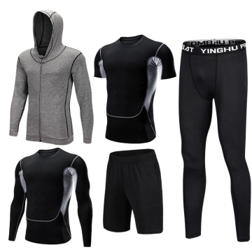 Mens Sportswear 5 Pcs/Set Male Tracksuit Compression Sports Wear For Men Gym Fitness Clothes Running Jogging Workout Sport Suits