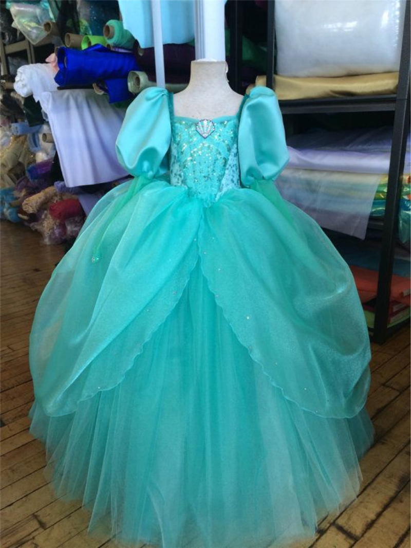 NEW Fancy Little Mermaid Dress for Girls Princess Jasmine Dress Kids Birthday Party Ball Gown Tangled Rapunzel Children Clothing
