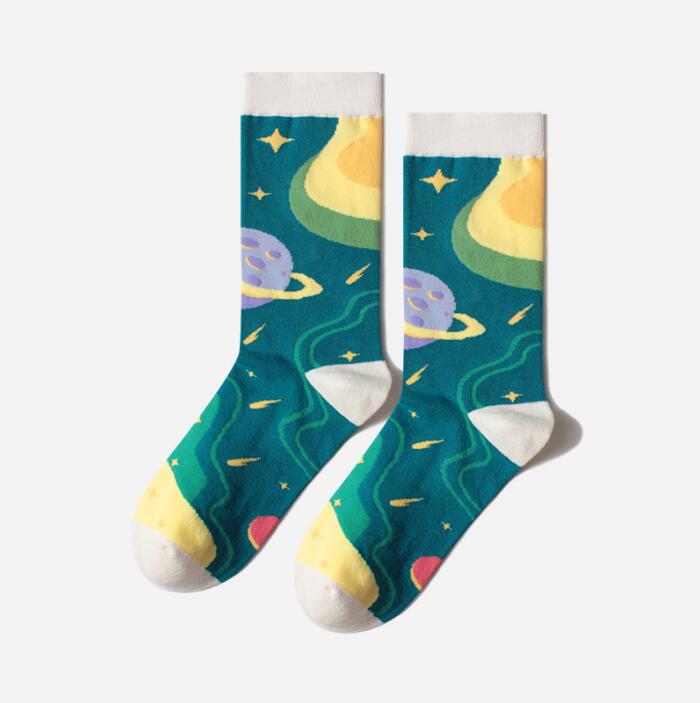Autumn and winter new space socks Personality Planet Socks women