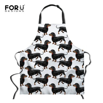 FORUDESIGNS Flowers Dachshund Print Couple Cooking Apron Baking Cooking Restaurant Accessories Custom Women Kictchen Apron