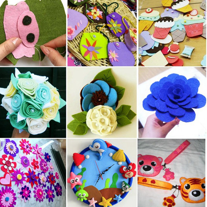 30*30cm 60Pcs Nonwoven Felt Fabric Flowers DIY Toys Gift Colorful Manual Cloth Polyester Vilt Feltro Fieltro Handmade Craft