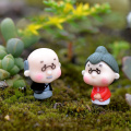 4pcs/Set Mini Grandpa and Grandma Ornament Fairy Garden Miniatures Gnome Terrariums Figurines for Home Decoration