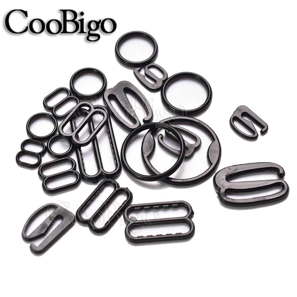 100pcs Plastic Black Lingerie Adjustable Sewing Bra Sliders Rings Buckles For Lingerie Adjustment DIY Accessories 6mm-15mm